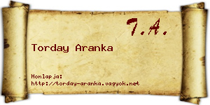 Torday Aranka névjegykártya